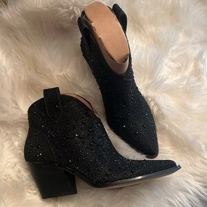 Jessica Simpson western booties black rhinestone